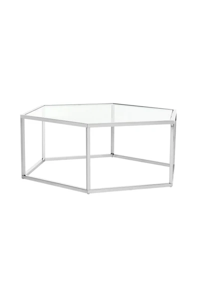 Hitit Dekorasyon Cays Paslanmaz Metal Cam Orta Sehpa - Resim 2