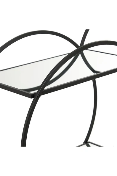 Hitit Dekorasyon Dorka Siyah Metal Servis Arabası - 4