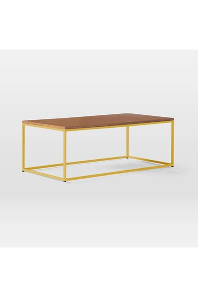 Hitit Dekorasyon Stream Metal Orta Sehpa Sarı Ayak Ceviz Tabla - Resim 2