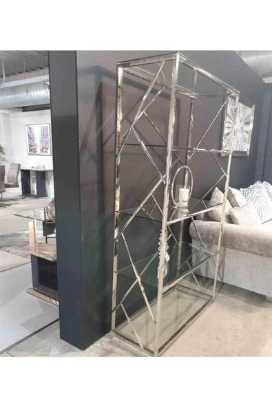 Hitit Dekorasyon Vilma Paslanmaz Metal Kitaplık&Duvar Rafı - Resim 3