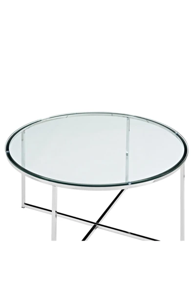 Hitit Dekorasyon Pret Paslanmaz Metal Cam Orta Sehpa - Resim 5