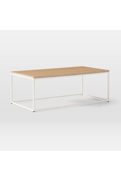 Hitit Dekorasyon Stream Metal Orta Sehpa Beyaz Ayak Meşe Tabla - 2