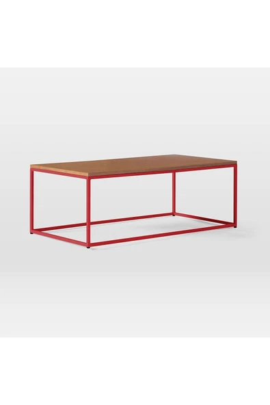 Hitit Dekorasyon Stream Metal Orta Sehpa Kırmızı Ayak Ceviz Tabla - Resim 2