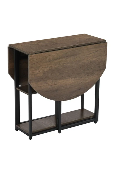 Hitit Dekorasyon Nona Siyah Metal Kahverengi Katlanır Yemek Masası - 6