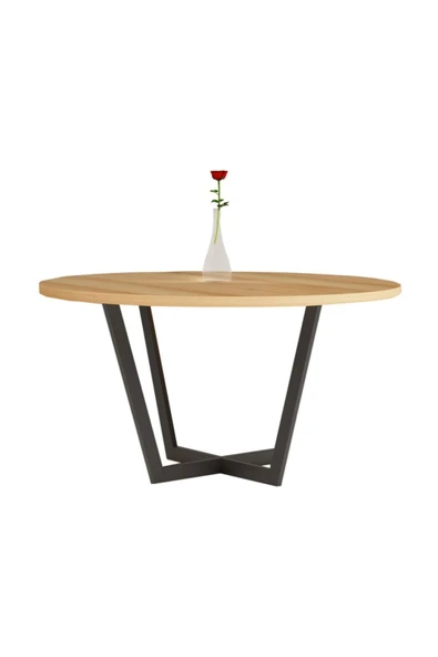 Hitit Dekorasyon Fim Siyah Metal Ahşap Yemek Masası - 2