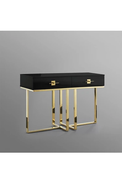 Hitit Dekorasyon Rihanna Gold Metal Siyah Dresuar - Resim 4