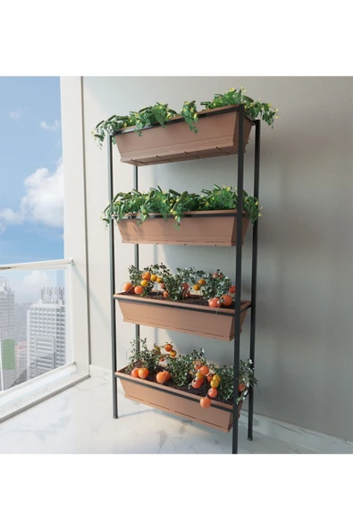 Hitit Dekorasyon Sandra Siyah Metal Balkon Saksılık & Çiçeklik