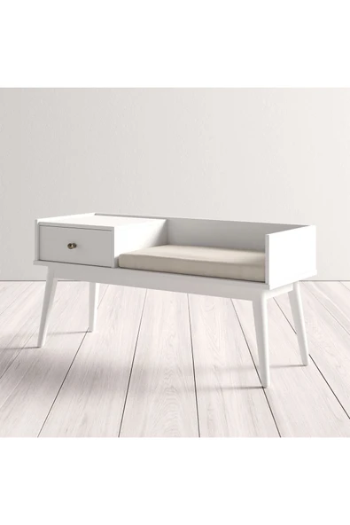 Hitit Dekorasyon Skyler Beyaz Ahşap Benç - 5