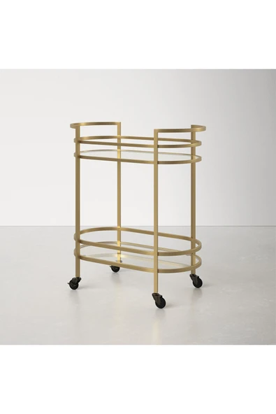 Hitit Dekorasyon Romina Gold Metal&Cam Servis Arabası - 3