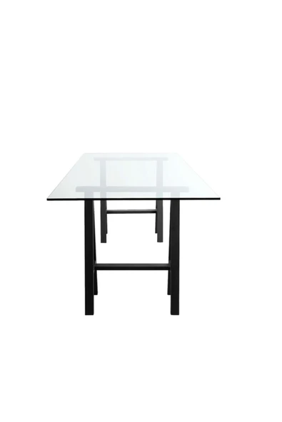 Hitit Dekorasyon Arlo Siyah Metal Cam Yemek Masası - 5