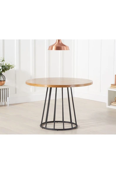 Hitit Dekorasyon Strig Siyah Metal Ahşap Yemek Masası