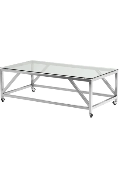 Hitit Dekorasyon Nessa Paslanmaz Metal Tekerlekli Orta Sehpa ürün görseli 1