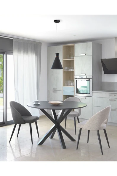 Hitit Dekorasyon Sleteos Yemek Masası Siyah Ayak Siyah Tabla - 2