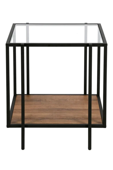 Hitit Dekorasyon Adeline Siyah Metal Cam&ahşap Yan Sehpa
