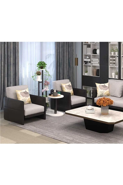 Hitit Dekorasyon Cindy Metal / Ahşap Yan Sehpa Saksılık Çiçeklik - 2