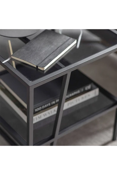 Hitit Dekorasyon Miranda Siyah Metal&cam Yan Sehpa - 3