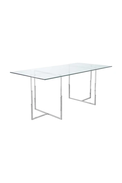 Hitit Dekorasyon Pangea Paslanmaz Metal Cam Yemek Masası