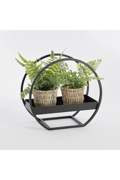 Hitit Dekorasyon Dontel Siyah Metal Saksılık