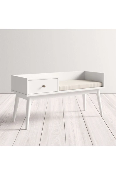 Hitit Dekorasyon Skyler Beyaz Ahşap Benç - 4