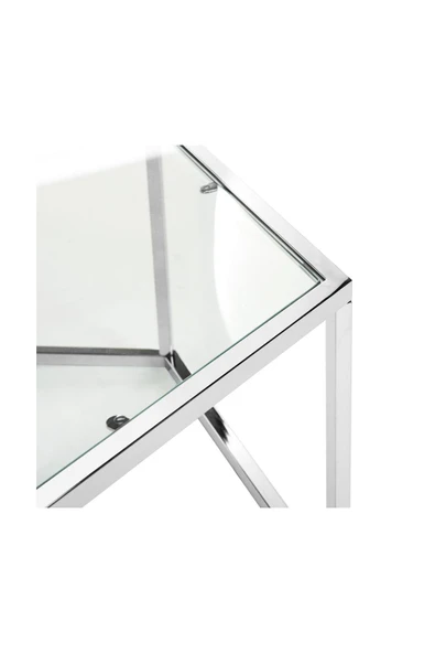 Hitit Dekorasyon Cays Paslanmaz Metal Cam Orta Sehpa - Resim 4