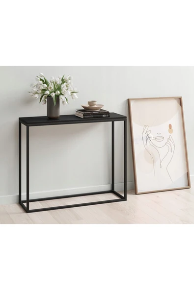 Hitit Dekorasyon Dab Siyah Metal Ahşap Dresuar Konsol Siyah ürün görseli