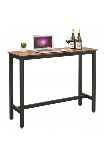 Hitit Dekorasyon Baro Siyah Metal Ahşap Yemek Masası Yüksek 100x40x90