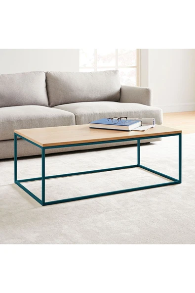 Hitit Dekorasyon Stream Metal Orta Sehpa Pantone Ayak Meşe Tabla