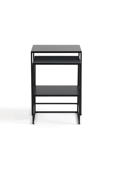 Hitit Dekorasyon Hiba Siyah Metal İkili Zigon Sehpa - Resim 5