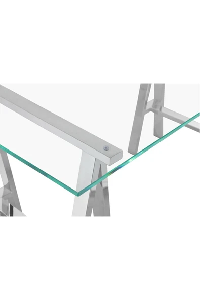 Hitit Dekorasyon Arlo Paslanmaz Metal Yemek Masası - 6