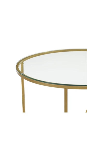 Hitit Dekorasyon Pret Gold Metal Cam Orta Sehpa - Resim 4