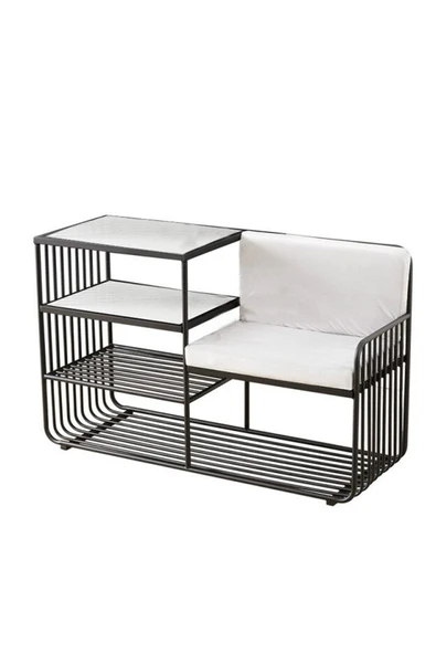 Hitit Dekorasyon Rebeca Siyah Metal Benç Ayakkabılık