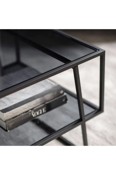 Hitit Dekorasyon Miranda Siyah Metal&cam Orta Sehpa - Resim 2