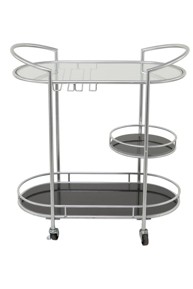 Hitit Dekorasyon Sonora Gri Metal&cam Servis Arabası