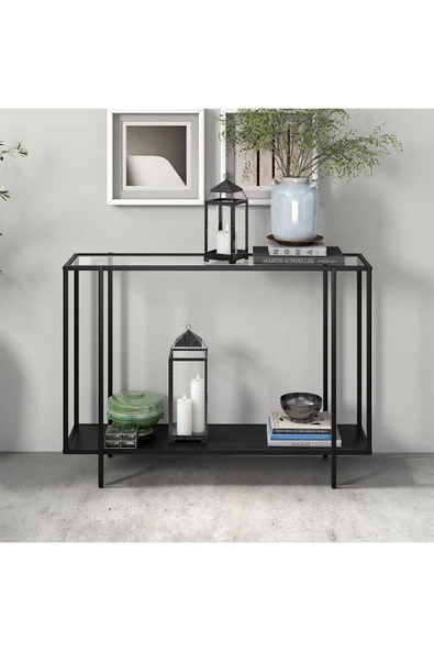 Hitit Dekorasyon Adeline Siyah Metal Cam Kahve Ahşap Dresuar - Resim 2
