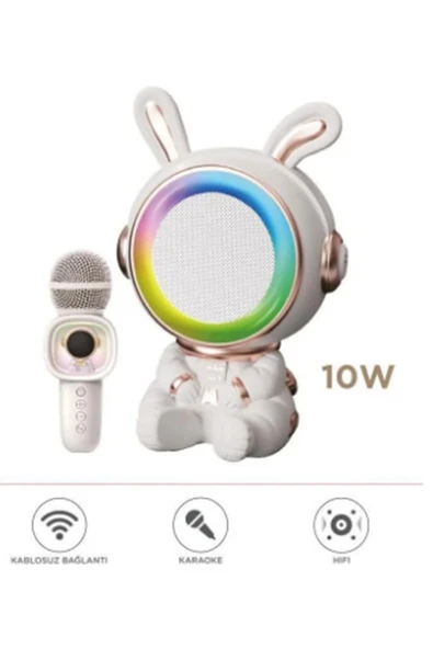 Taşınabilir RGB Işılı Sevimli Figürlü Mikrofonlu Karaoke Bluetooth Hoparlör - 1