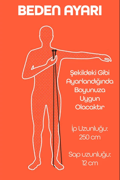 Basic Atlama İpi Uzunluk Ayarlanabilir Atlama Sekme İpi Jump Rope Kırmızı 515 - Resim 4