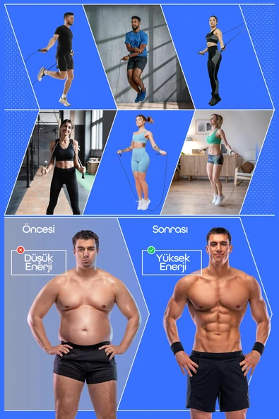 Basic Atlama İpi Uzunluk Ayarlanabilir Atlama Sekme İpi Jump Rope Kırmızı 515 - Resim 6