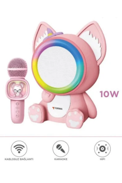 Taşınabilir RGB Işılı Sevimli Figürlü Mikrofonlu Karaoke Bluetooth Hoparlör - 2
