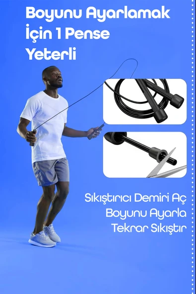 Basic Atlama İpi Uzunluk Ayarlanabilir Atlama Sekme İpi Jump Rope Siyah 515 - Resim 2