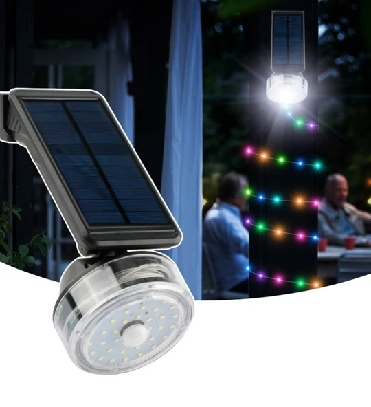 YD-2333 Güneş Enerjili 8 Metre RGB Peri Led + Hareket Sensörlü Solar Lamba 2in1 Bahçe-Balkon Ledi - Resim 3