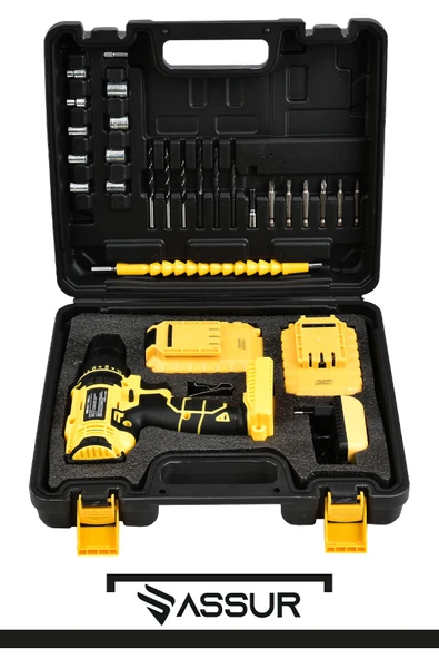 ASR 12v Metal Şanzıman Çift Akülü Bakır Sargı Şarjlı Matkap Akülü Vidalama - Resim 3