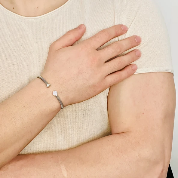 Gümüş Erkek Bileklik,0,55 Karat Beyaz Safir Bileklik Özel Tasarım,Şık Hediye ürün görseli