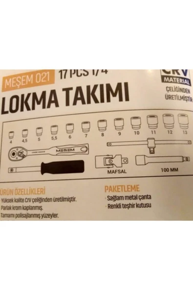 OEM Meşem 17 Parça 1/4 Lokma Takımı Lokma Anahtar Seti - Resim 2