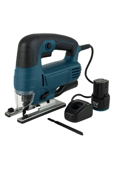 çaycup Profesyonel 12 V Çift Akülü Şarjlı Dekupaj Testere Makinesi MAVİ ürün görseli 1