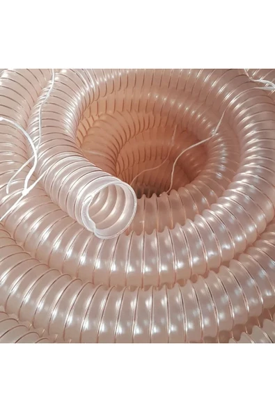 Hortum Plaza Poliüretan Bakır Telli Şeffaf Hortum ( İç çap 60mm)  (boy 3mt)  Pu 070 Toz Talaş Emiş