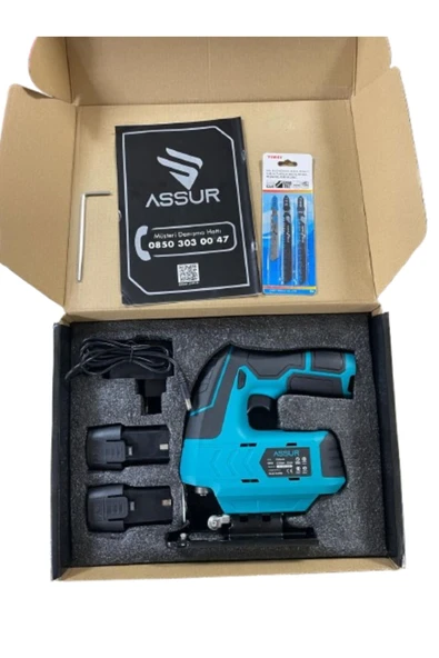 çaycup Profesyonel 12 V Çift Akülü Şarjlı Dekupaj Testere Makinesi MAVİ - Resim 2