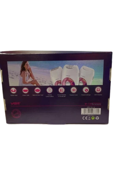 VGR V-736 3in1 Epilasyon Cihazı – Tüy Alıcı, Ayak Törpü & Tıraş Başlıklı Şarjlı Bakım Seti - Resim 4