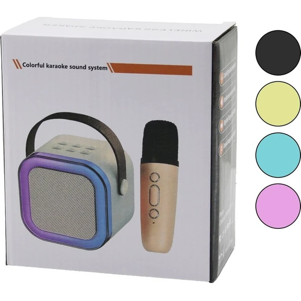 Ozn Aksesuar Karaoke Mikrofonlu Wireless Hoparlör - Speaker Işıklı USB Şarjlı Dc 5V - Tf - Aux K-12 GO5060GOK111823 ürün görseli