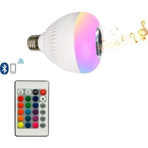 EC Shop Limaks Lider Elektrik Akıllı-Bluetooth Hoparlörlü-Rgb Müzikli LED Disco Ampul (Kumanda Dahil)
