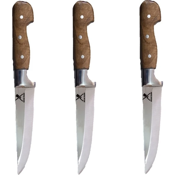 Bıçak Fuarı El Yapımı 3'lü Bıçak Seti Kurban Seti Kasap Seti - Resim 2